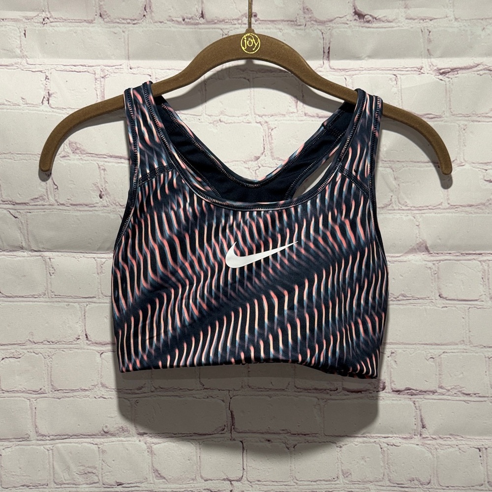 Nike Women's‎ Wave Pattern Sports Bra - Blue and Coral Size small